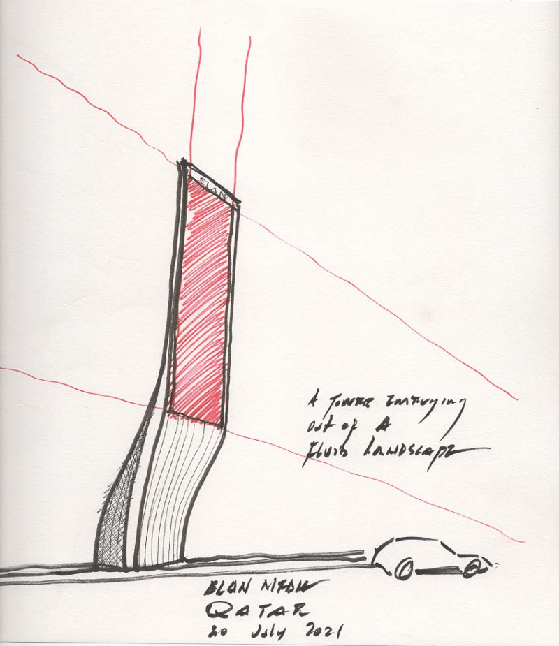 Sketches of the Gateway Totem, by Yorgo Lykouria, July 2021.
